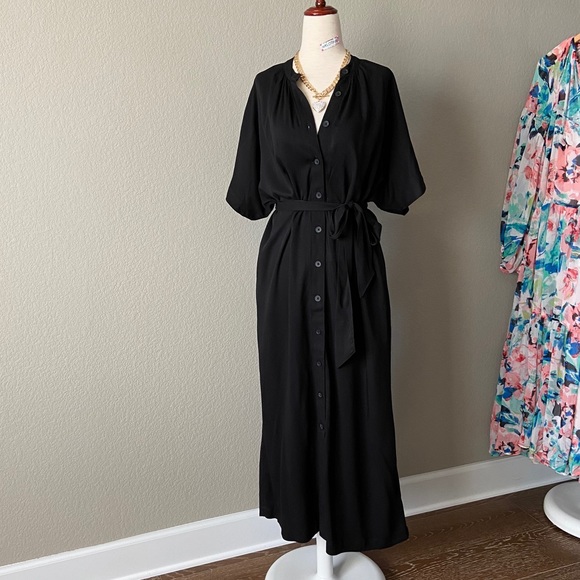 ❌SOLD❌ H&M Black Tie-belt Shirt Dress Sz S - Picture 3 of 14